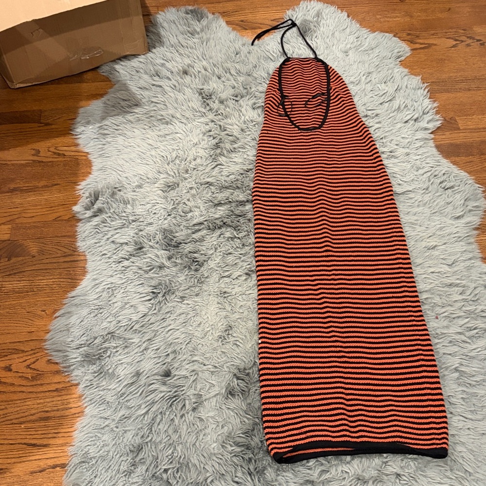 Ronny Kobo Collection Black and Orange Backless Dress - Picture 5 of 5